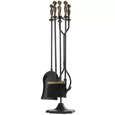 5-Piece Bronze Ball Handle Fireplace Hearth Tool Set With 31 In. Base Stand • $55.95