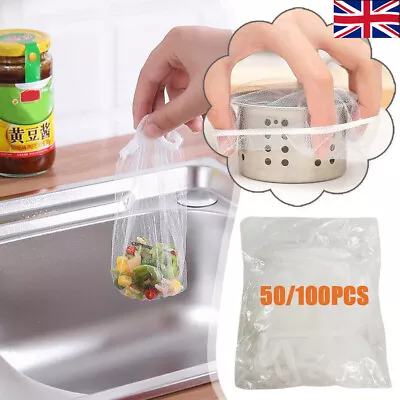 50/100Pcs Disposable Sink Mesh Strainer Bags Bathroom Hair Filter Net Kitchen • £4.79