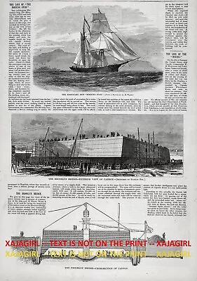 New York City Brooklyn Bridge Construction Plans 1870s Antique Print & Article • $49.95