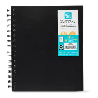 Pen+Gear Poly 5-Subject Notebook College Ruled 150 Sheets Black 6  X 8  • $8.82