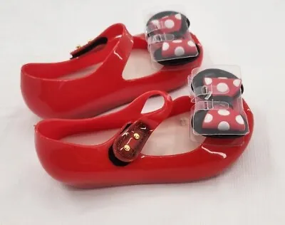 Piqubidu Toddler Sz 10 Red Minnie Mouse Rubber Slippers Jelly Shoes Dress Up  • $12.99