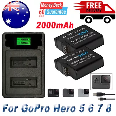 2x 2000mAh Rechargeable Li-Ion Battery & Dual Charger For Gopro Hero 5/6/7/8 New • $47.99