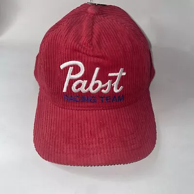 Pabst Blue Ribbon PBR Racing Team Red Corduroy Hat Snapback Adjustable Cap OSFM • $26.99