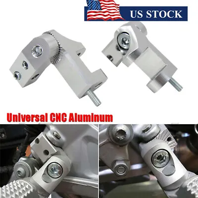 Universal Motorcycle Foot Peg Passenger Footpeg Lowering Kit CNC Aluminum Silver • $38.09