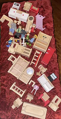 $77.98 • Buy Lot Of Wooden Doll House Furniture Ryans Room & Other