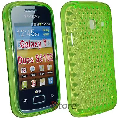 Cover Case For Samsung Galaxy Y Duos S6102 Silicone Gel Green Diamond • £2.53