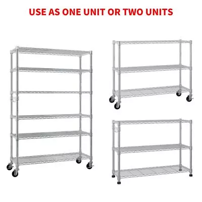 82  Storage Shelves Metal Wire Shelving Unit With Wheel 6 Tier NSF Certification • $84.59
