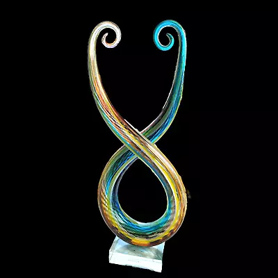 Murano Style Glassware Art Glass Abstract Ribbon Swirled Sculpture 13”T • $48.99