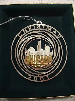 Vtg Marshall Field's Chicago Silver Christmas 2001 Swirl Christmas Ornament • $25