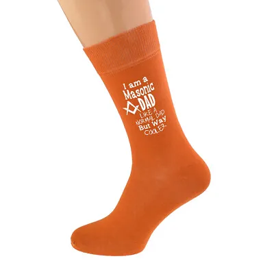 I Am A Masonic But Way Cooler Dad Burnt Orange Socks UK 5-12 - N1101 • $6.15