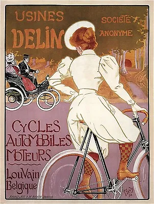 Vintage French Bicycle Advertising Poster Giclee Canvas Giclee 24x30 Inches • $53.02