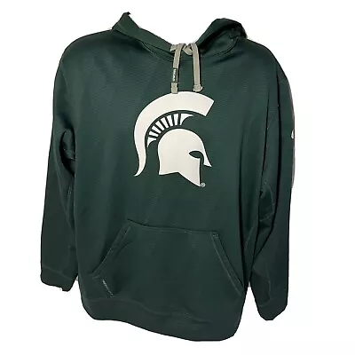 Michigan State Nike Hoodie Size Large Pullover Green MSU Spartans Therma Fit • $18.74