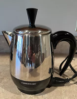 COFFEE POT By FARBERWARE Electric Percolator 8  High 4 Cup Model FCP-240 VTG • $46