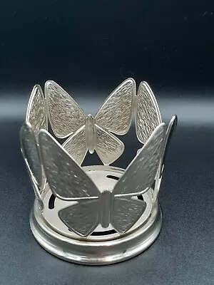 New Bath & Body Works Single Wick Candle Holder Sleeve Silver Butterflies 3.5 4  • $13.50