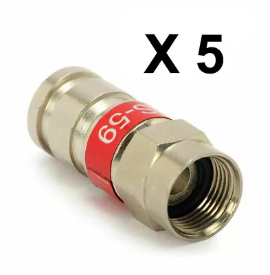 5 Pcs PCT-TRS-59 RG59 F Connector Universal Coaxial Cable Compression Fitting • $6.25