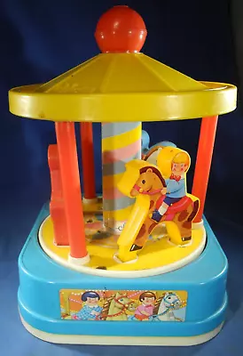 Rare Vintage Chicco Toy Carousel Merry Go Round Horses Kids Works Music Italy • $22