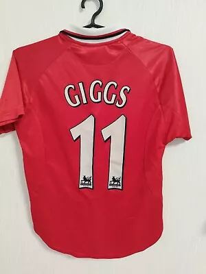 Sz L Kids Manchester United Football Jersey Giggs Umbro Cup Shirt 1997/2000 • $58