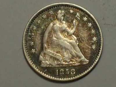 1858 Seated Liberty Half Dime   VF       SN5418 • $43