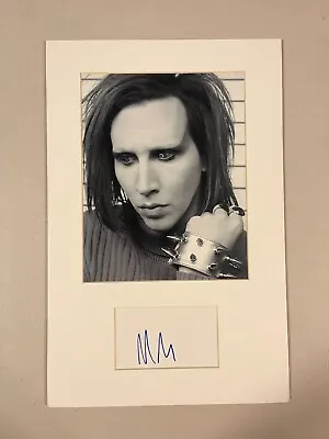 Marilyn Manson Matted Signed Index Card With Photo 11x17 #1 • $198