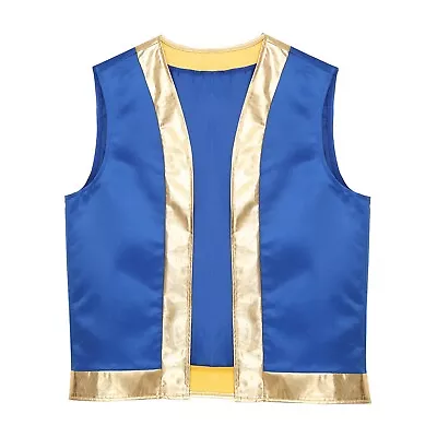 Mens Cardigan Metallic Trim Waistcoat Festival Vest Contrast Color Top Shiny • £10.03