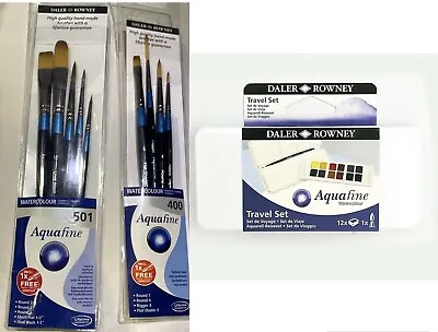 £27.99 • Buy Daler Rowney Aquafine Watercolour 501 & 400 X 9 Brushes & Half Pan Paint 12 Set