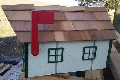 Amish Crafted Beige (Green Trim) Barn Style Mailbox - Lancaster County PA • $69.99