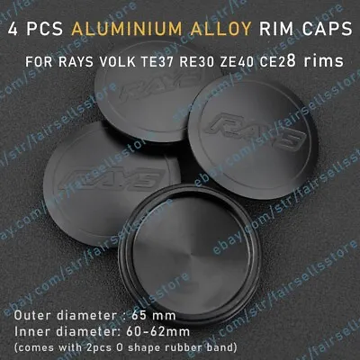 4 X 65 Mm Black Aluminum Alloy Wheel Center Hub Rim Caps For RAYS VOLK TE37 ZE40 • $33.99