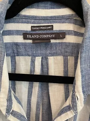 Men’s Island Company Classic Striped Shirt 100% Linen Large Button Up  • $15