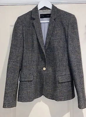 Ladies Zara Tweed 100% Wool  Jacket With Elbow Patches Size M (8 And 10) • £20