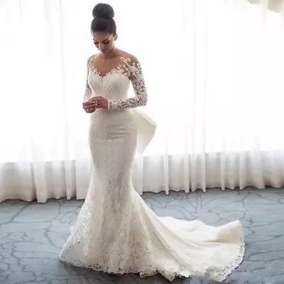 2 Pieces  Wedding Dresses Detachable Train Elegant  Mermaid White Bride Dress  • $360.55