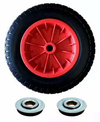 3.50-8 Red Puncture Proof Wheelbarrow Launching Trolley 14  Wheel 16mm Bearings • £19.95