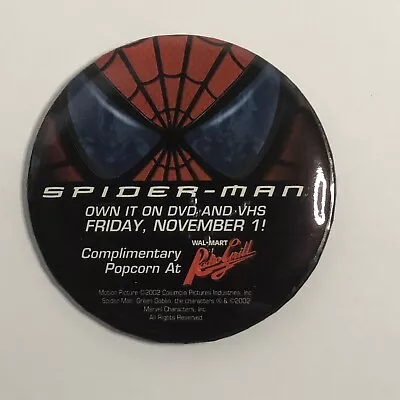 Spider-man 2002 Dvd Vhs Promo Walmart Radiogrill Pin Back Badge Button Round • $9.96