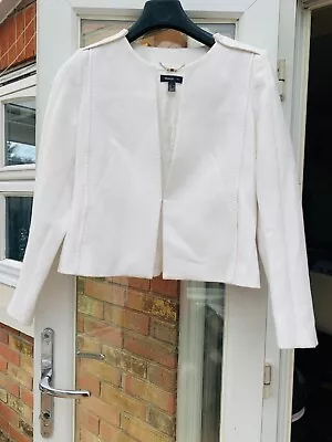 MANGO SUIT DESIGNER WOMEN WHITE JACKET COAT EUR-XLUSA-L Excellent Condition • £14.95