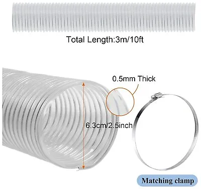 Flexible PVC Dust Collection Hose Clear Vacuum Hose Dust Collector 2.5x10Ft • $35.03