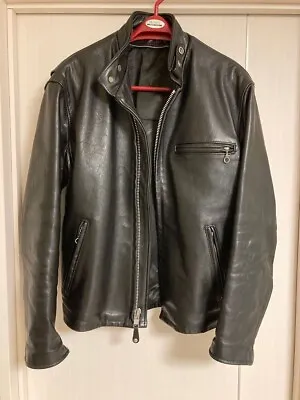 $304 • Buy Schott NYC 641 Black Leather Jacket Size 40 Cafe Racer Style Motorcycle Auth