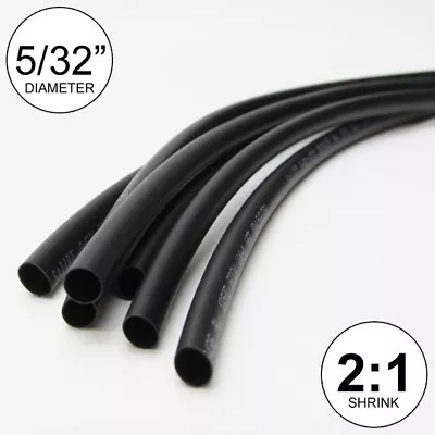 5/32  ID Black Heat Shrink Tube 2:1 Ratio Wrap (6x9  = 4 Ft) Inch/feet/to 4mm • $2.57