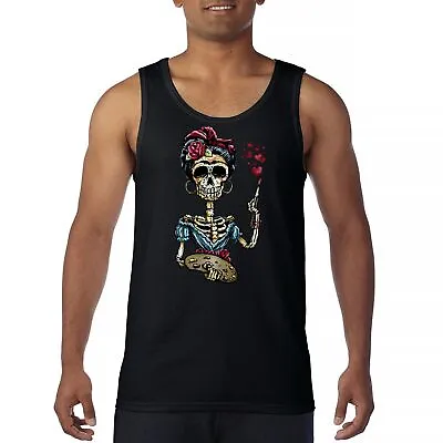 Frida Kahlo Sugar Skull Tank Top Calavera Mexican Day Of The Dead Men's Top • $26.95