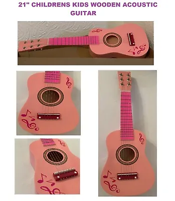 £13.99 • Buy 21  Childrens Wooden Pink Guitar Musical Toy Xmas Instrument Child Toy Brand New