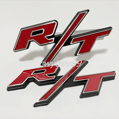 2X OEM For RT Front Grill Emblems Red Silver R/T Trunk Side Stickers Car Badge • $14.95