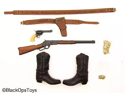 1/6 Scale Toy Western Set - John Wayne Leather Gun Belt Set W/Boots & Winchester • $127.50