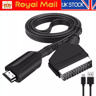 Portable HDMI To SCART Converter Cable Video Audio Adapter Lead 1M For HD TV DVD • £12.90