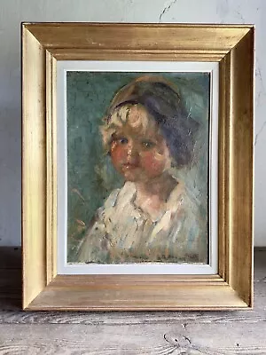 Vintage Flemish Oil Painting Impressionistic Portrait Of Young Girl. C1930. • £245
