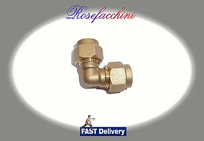 90° 8mm = 5/16 BRASS ELBOW COMPRESSION CONNECTOR JOIN LPG GAS PIPE FITTING OLIVE • £2.90