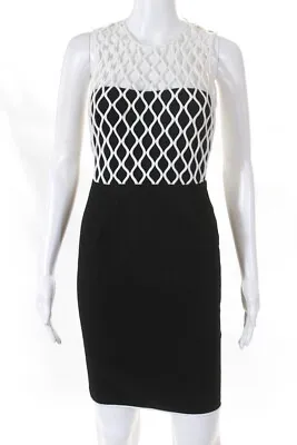 $19.99 • Buy Diane Von Furstenberg Womens Netting Detail Sheath Dress Black Cotton Size 4 LL1