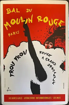 Vintage Bal Du Moulin Rouge Cabaret Poster By Rene Gruau • $125