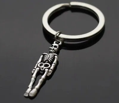  Skeleton Bones Skull Charm Pendant Key Ring Gift USA Seller Vintage Silver  • $3