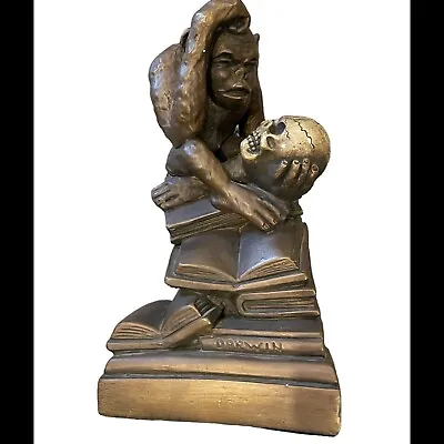 Bronze Primate Sculpture Monkey Books Skull Darwin Vintage MARWAL Thinker • $59.99