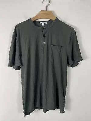 James Perse Standard Mens Green Linen Blend Henley Pocket T Shirt Made In Japan • $28.08