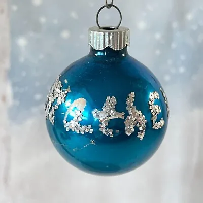 Vintage Shiny Brite Mini Glass Ball Blue Christmas Ornament Customize Mathew • $6.12