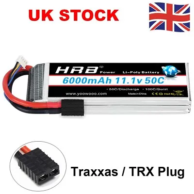 £44.99 • Buy HRB 11.1V 6000mAh 3S TRX 50C LiPo Battery For RC Truck Drone Helicopter Car UK